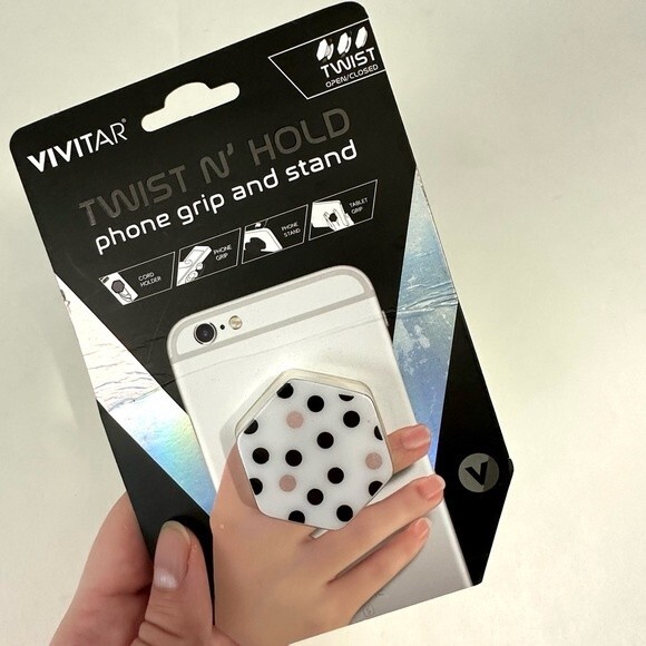Vivitar Twist N' Hold Polka Dot Phone Grip And Stand Brand New - Picture 5 of 6